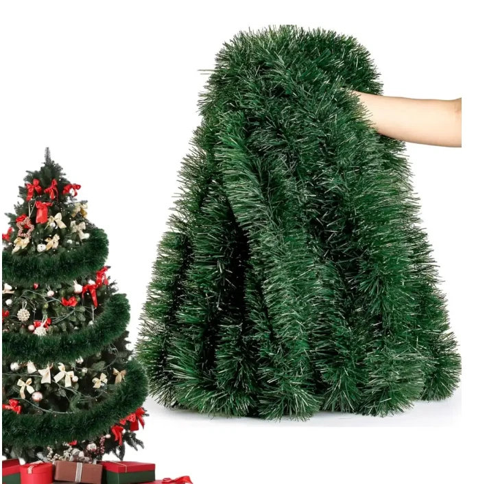 FENGSHENG78 Christmas Garland Green Xmas Decor Stairs Fireplace Indoor Outdoor Wreath 50ft