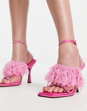 Asos Design pink diamante and feather party heels brand new size 6