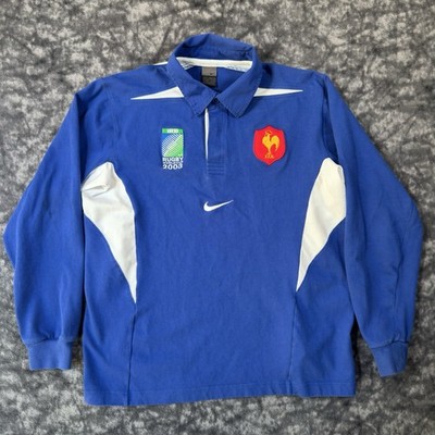 Vintage Nike France World Cup Rugby Long Sleeve Polo Shirt 2003 Mens Size L