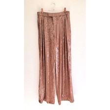 Zara Sequin Wide Leg High Rise Tailored Pants in Brown Sparkle size Small NWOT