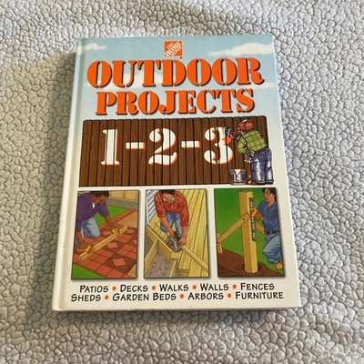 Home Depot Outdoor Projects 1-2-3 Hardcover DIY Guide Decks Patios Fences Sheds