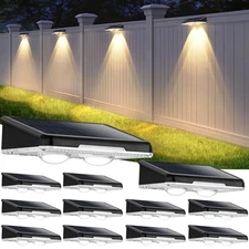 BRIGHTEVER SOLAR FENCE LIGHTS OUTDOOR 12-PACK LED SOLAR POWERED DECK - WHITE