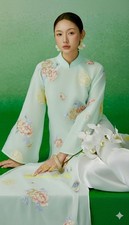 Vietnamese long dress Ao Dai Viet Nam 4-flaps with Pants - Light Blue