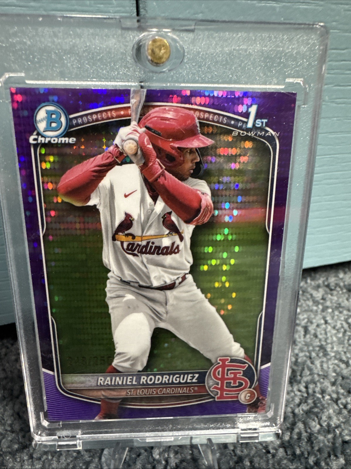 2025 BOWMAN CHROME PROSPECTS BCP200 RAINIEL RODRIGUEZ PURPLE PULSAR 248/250