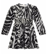 Dolce & Gabbana Zebra Print Silk Chiffon Mini Dress Evening Cocktail Designer