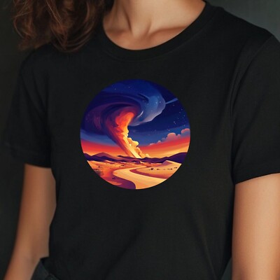 T-Shirt Frauen Tornado Wüstenlandschaft Motiv Baumwolle Größe S bis 3XL