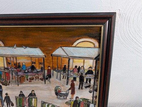 Original Lowry Style Painting Oil on Board Ashton Market by Clarke 16x20in - Picture 7 of 20