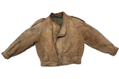 Vtg Wilsons Adventure Bound Brown Leather Bomber Flight Jacket Coat XL