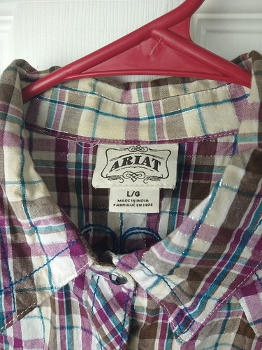 Ariat Woman L Shirt Collared Snap Plaid Cowgirl Western Long Roll Tab Sleeve... - Picture 4 of 11