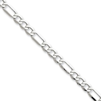 14 Karat Weißgold 5,75 mm halbmassives Figaro Gliederkettenarmband 7 Zoll