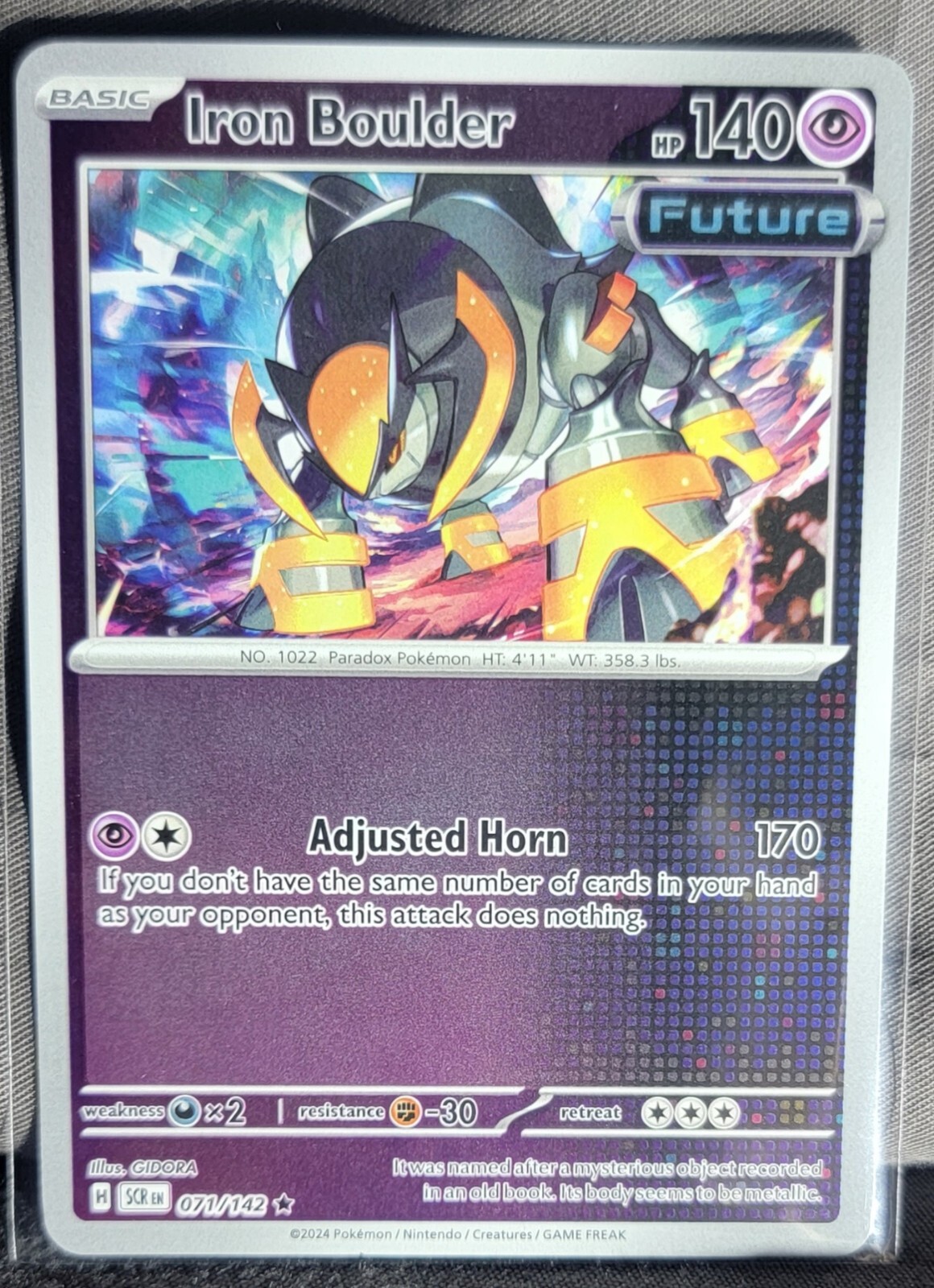 Pokemon TCG Card Iron Boulder 071/142 S&V Stellar Crown Rare Reverse Holo NM