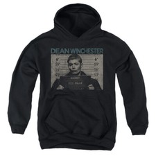 Supernatural Kids Hoodie Dean Winchester Mug Shot Black Hoody