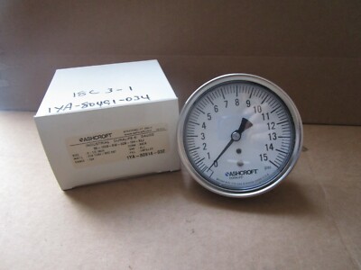 Ashcroft Duralife Unfilled Gauge 35-1009-AW-02B-15#-XLJ 15 PSIG 3-1/2'' Face 1/4''