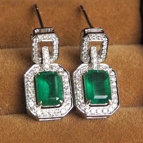 Green Rhinestone Earrings Dangle diamante earrings fashion gift - Picture 6 of 12
