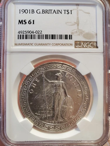 1901 B China Hong Kong UK Great Britain Trade Dollar Silver NGC MS61