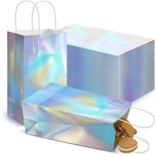 30 Pack Holographic Reusable Gift Bags with Handles for Bridesmaids Bachelorette