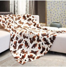 Cow Print Blanket Twin Size Soft Cozy Fuzzy Lightweight Brown Cow Blankets