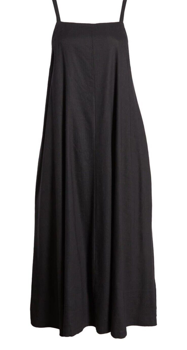 Nordstrom A-Line Linen Blend Midi Dress Size XS, Black, NEW NWOT | eBay