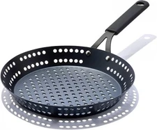 OXO Obsidian Pre-Seasoned Carbon Steel, 12" Frying Pan Skillet with Holes