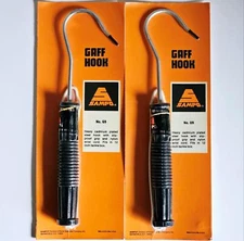 (Lot of 2) Sampo Gaff Hook 10.5" Heavy Cadmium Plated Steel Hook Slip-Proof Grip