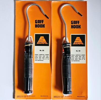 (Lot of 2) Sampo Gaff Hook 10.5'' Heavy Cadmium Plated Steel Hook Slip-Proof Grip