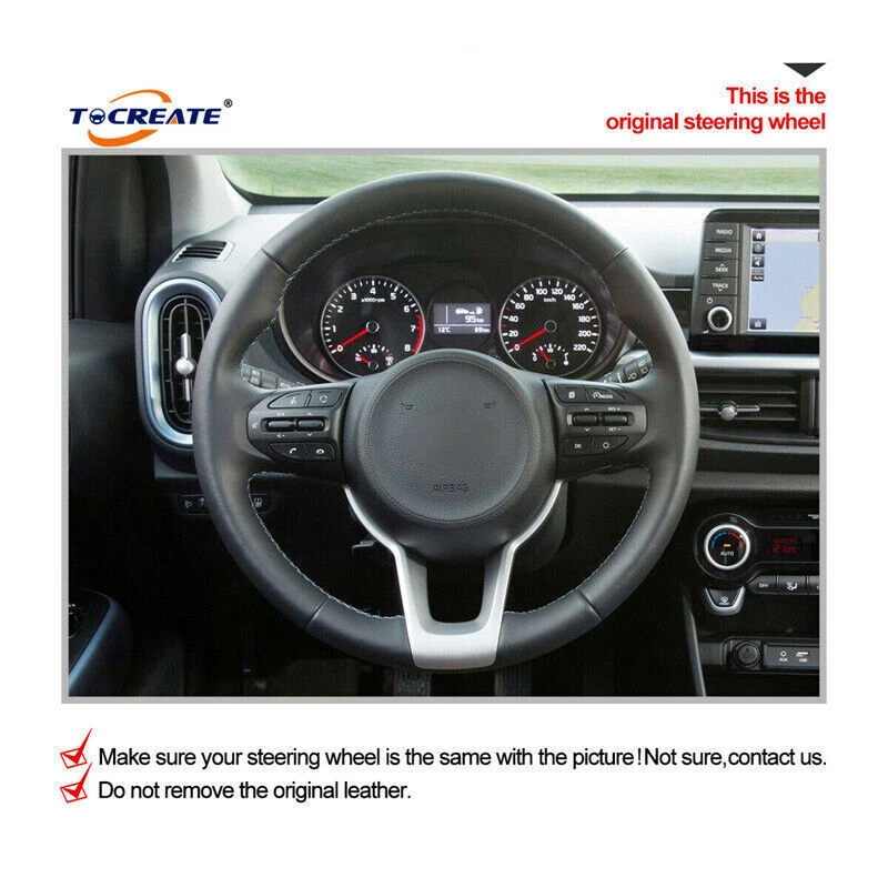 Hágalo usted mismo Cubierta de volante de gamuza negra para Kia Rio 2018-2022 #AH03 Foto 3 de 4