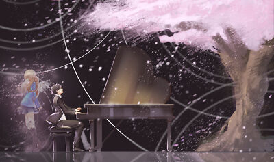 Anime Cherry Blossom Kaori Miyazono Kousei Arima  Gaming Mat Desk 1838
