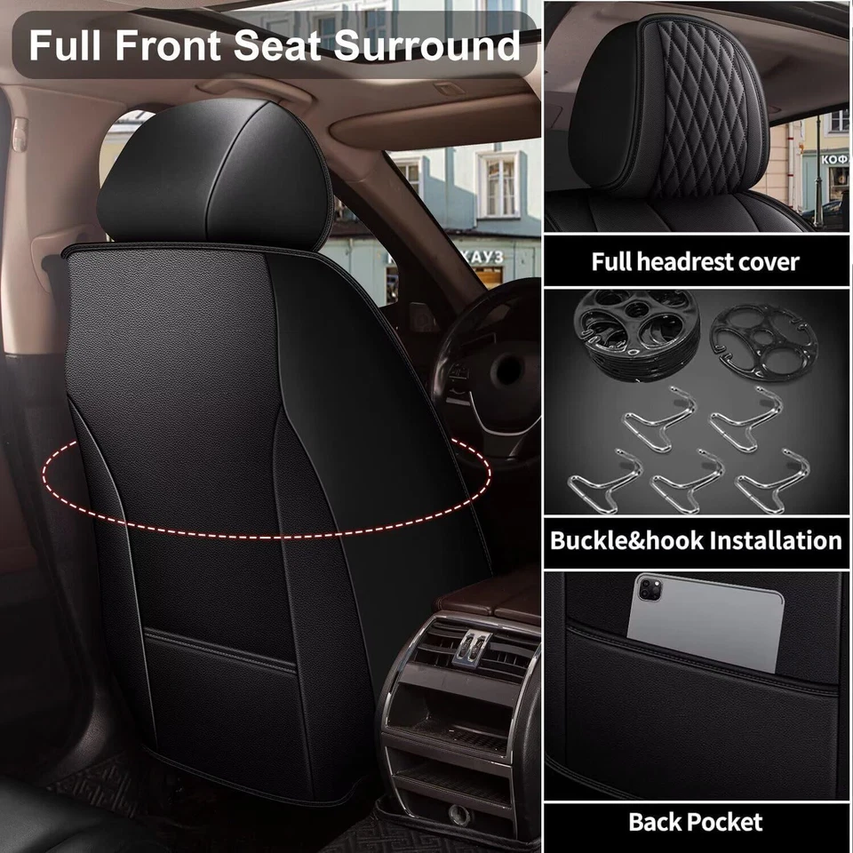 Full Set Faux Leather 5-Seat Covers Front & Rear Seat For Lincoln MKS 2009-2016 Foto 4 de 4