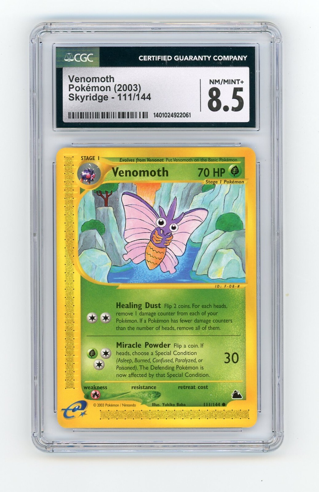 Venomoth Pokemon (2003) Skyridge Non-Foil #111/144 CGC 8.5 NM/MINT+