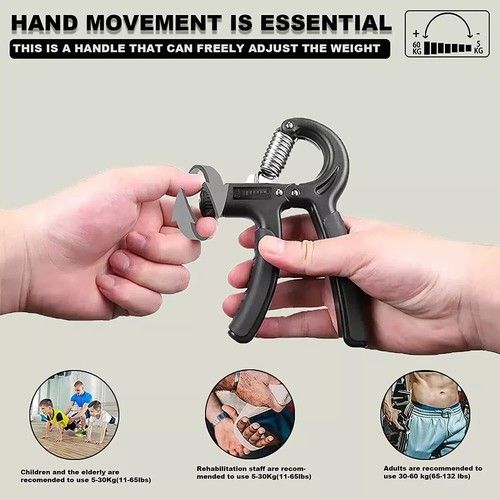 5-60KG Sport Hand grip Strengthener Adjustable Forearm Trainer Finger exerciser - Picture 6 of 8