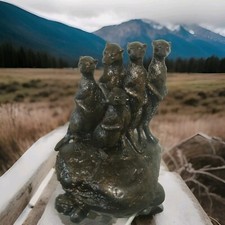 Group of Meerkats standing on a rock together - Bowbrook studios Handmade in UK