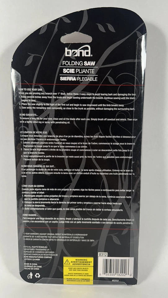 Sierra plegable Bond 8202 Turbo herramienta de jardín de robo de alto carbono - caja abierta Foto 4 de 4