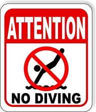 ATTENTION NO DIVING SWIMMER Metal Aluminum composite sign