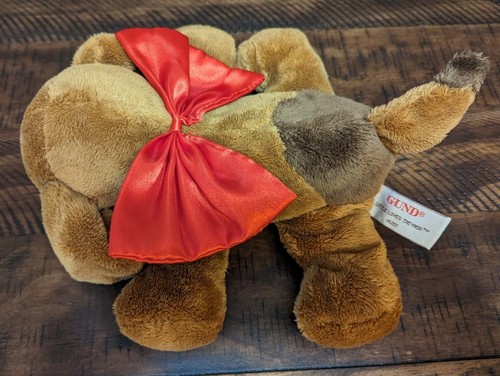 Gund Cute Brown puppy dog W/Big Red Bow Little ❤️ Treynor EUC 14261 - Picture 6 of 8