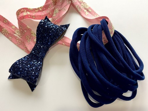 10 Pieces Thin Wholesale Nylon Elastic Stretch Headbands 26cm 6mm wide - NAVY  - Bild 1 von 4