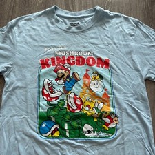 Super Mario Video game promo Mushroom Kingdom Tee T-Shirt - Size M Blue