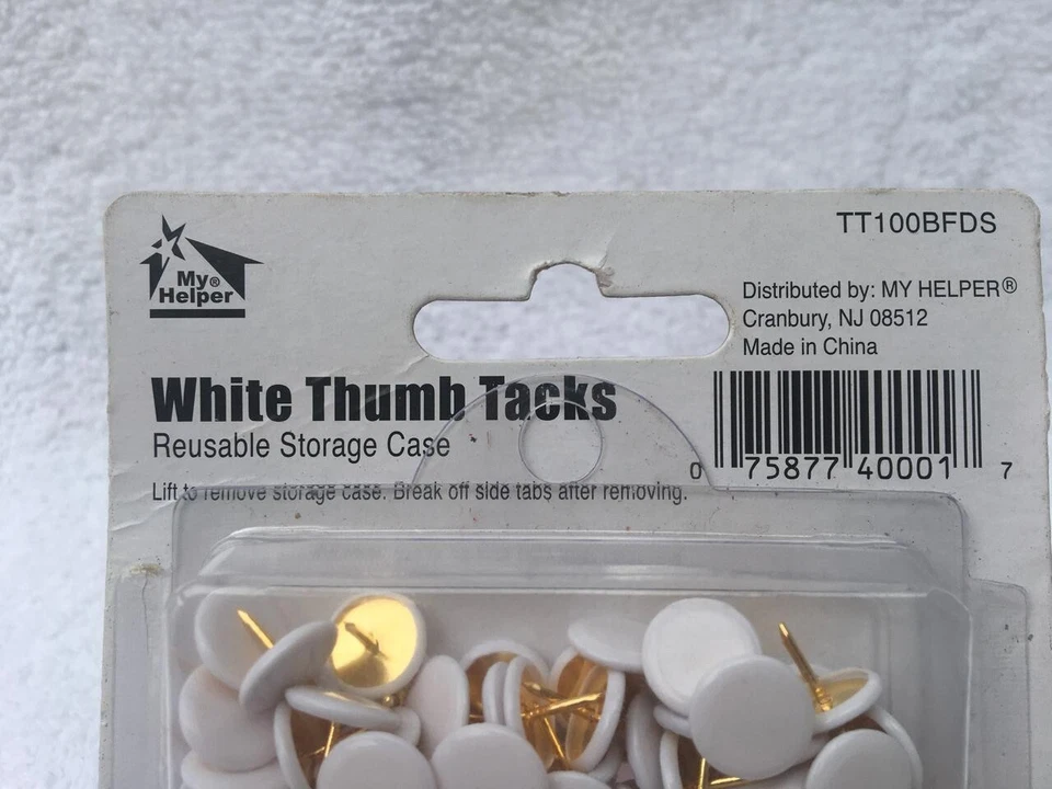 200-PCS White Thumb Tacks Plastic Head Round- Reusable Storage Case 2 pack - Image 3 of 4