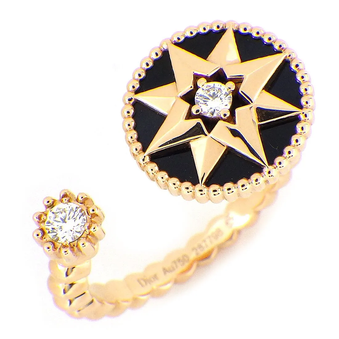 Christian Dior Ring Rose Des Vents Circle Star Black Onyx 2P