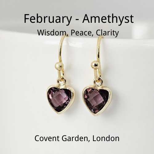 UK Heart Birthstone Earrings Crystal 18k Gold Filled French Hooks Birthday Gift - Picture 10 of 20