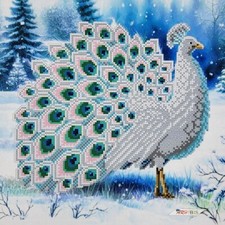 Bead Embroidery Kit White Peacock DIY Craft Kit Stamped Needlework kv 3003