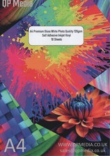 A4 Premium White Gloss Photo Inkjet Printable Self Adhesive Vinyl Sticker Paper