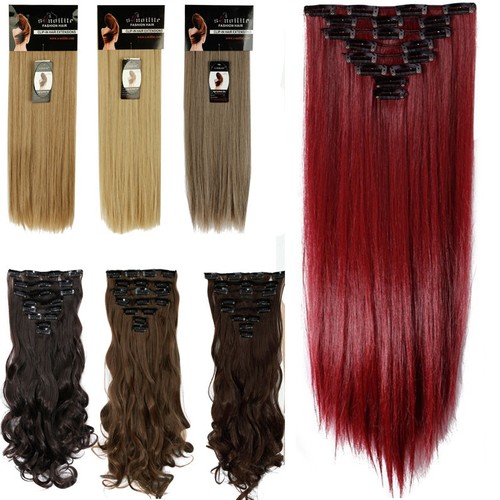 Premium Extra Thick Clip In On As Human Hair Extensions Full Head Double Weft lk - Picture 29 of 45
