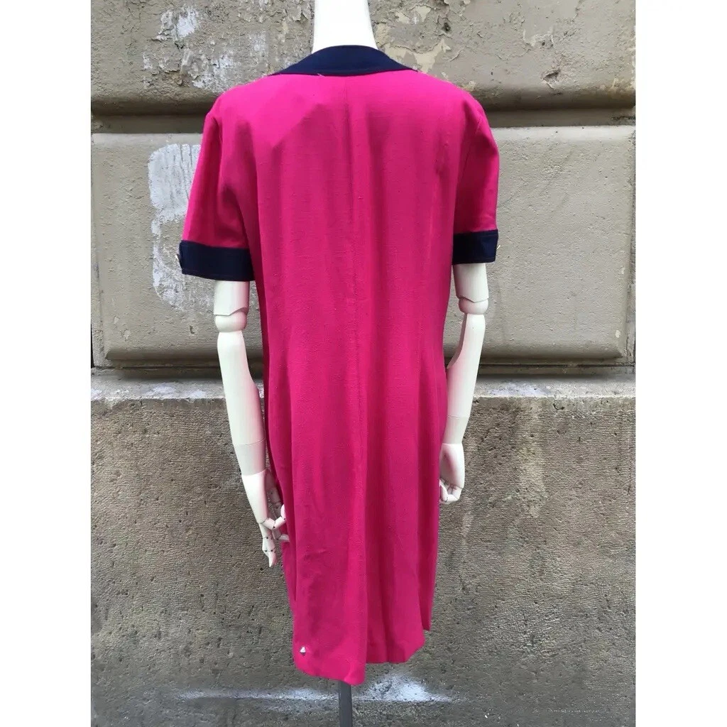 Abito donna vintage CELINE Paris rosa con bottoni in rayon taglia 42 made in France