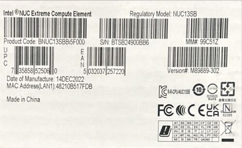 Intel BNUC13SBBI5F000 NUC13SBBI5F NUC Extreme Compute Element NEW ELEMENT ONLY - Picture 2 of 2