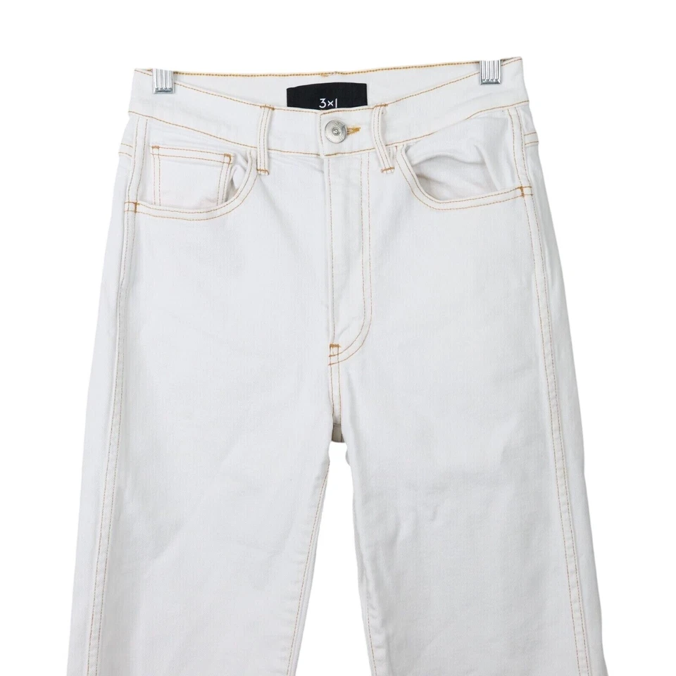 Pantalones de mezclilla 3x1 NYC para mujer talla 24 invierno blanco corte bota 26" entrepierna tiro medio W4JW20952 Foto 2 de 4