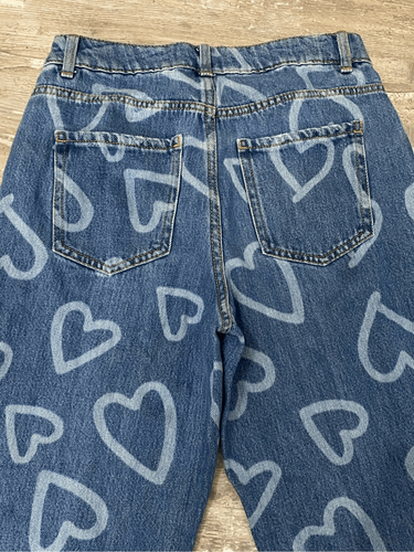 Jeans da donna New Look Tori Mom motivo cuore tagliati taglia 4 - Foto 7 di 7
