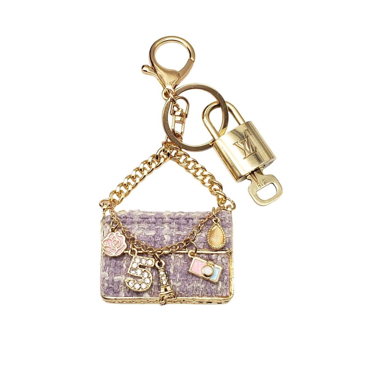 100% Auth Louis Vuitton Lock & Key w/unbranded Bagcharm  Authentic Louis Vuitton padlock with keys and unbranded keychain/bagcharm. main image 2