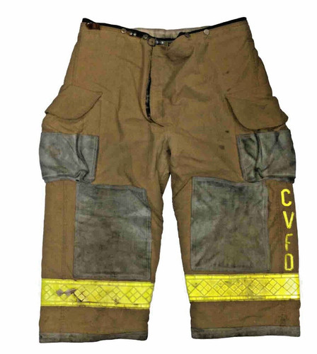 42x23 Janesville Lion Brown Firefighter Turnout Pants Yellow Stripes P1453
