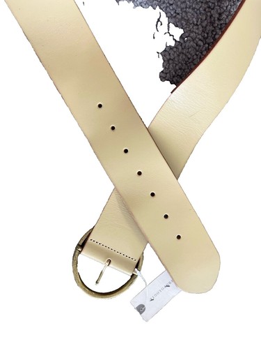 Anthropologie Vintage Western Belt NEW Medium Cream Ivory Gold Buckle NEW Size M Western Leather Belt - Cream/ Gold by  main image 4