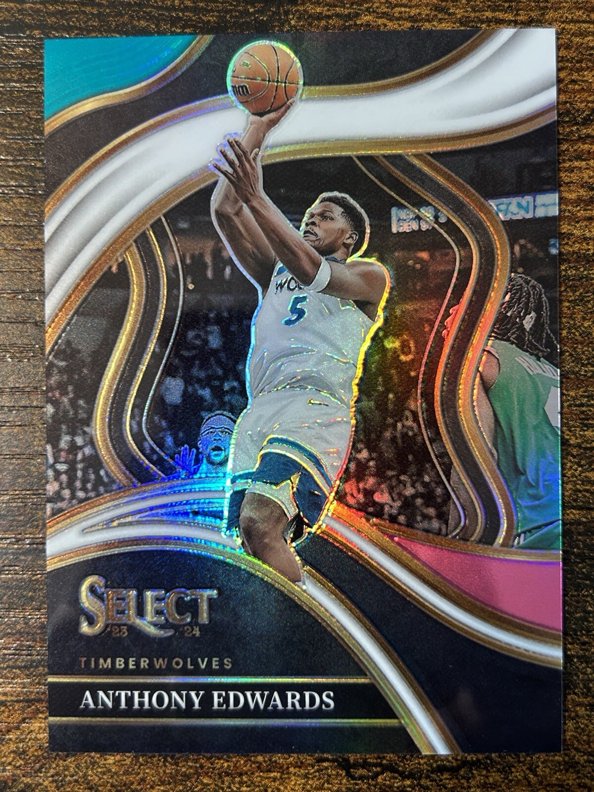 2023-24 Panini Select Anthony Edwards /49 Teal White Pink Prizm Courtside #237